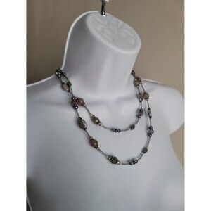 Vintage Grey Silvery Beaded One Strand Necklace